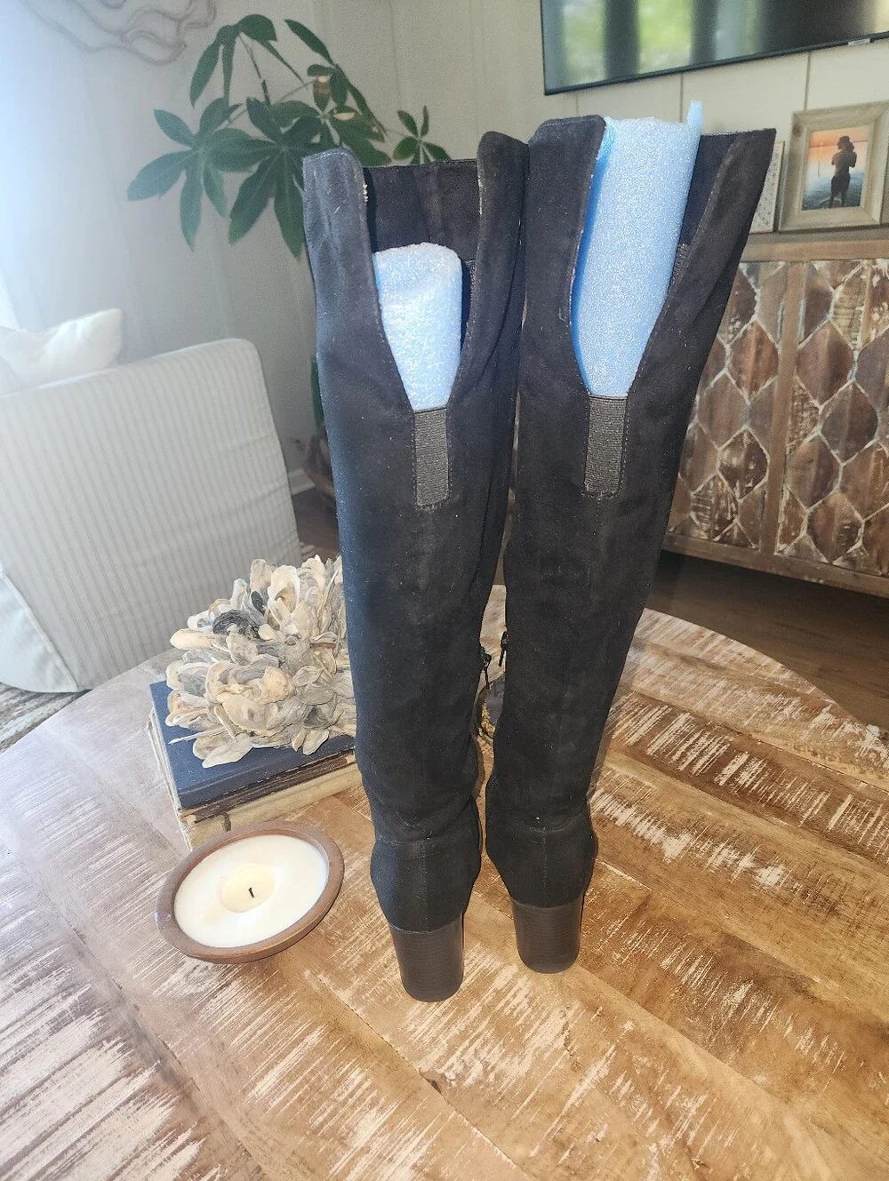 Black Over The Knee Suede Boots